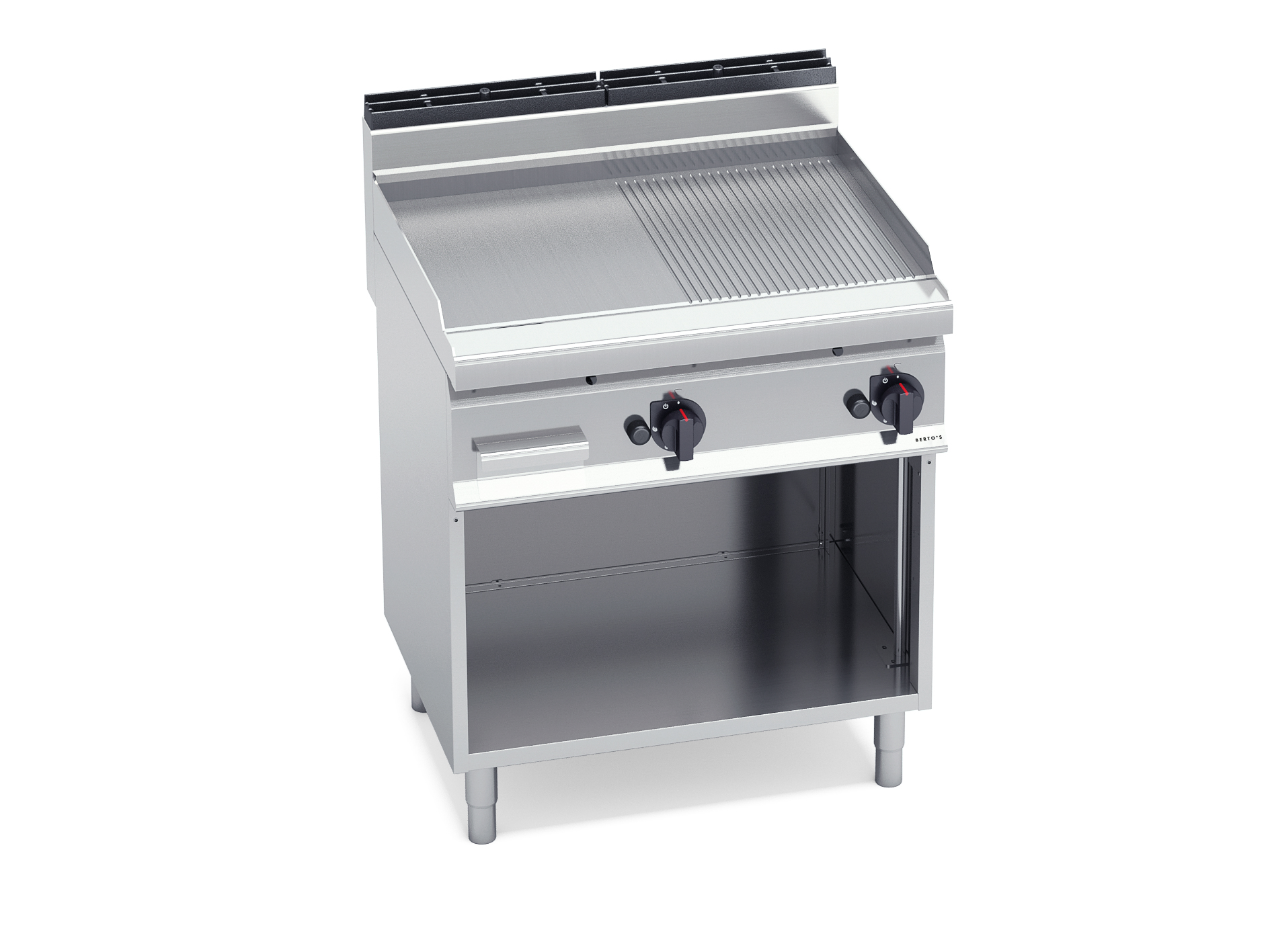 FRY TOP ACERO RECTIFICADO 800 + MUEBLE G7FM8M-2 LISA/ACANAL