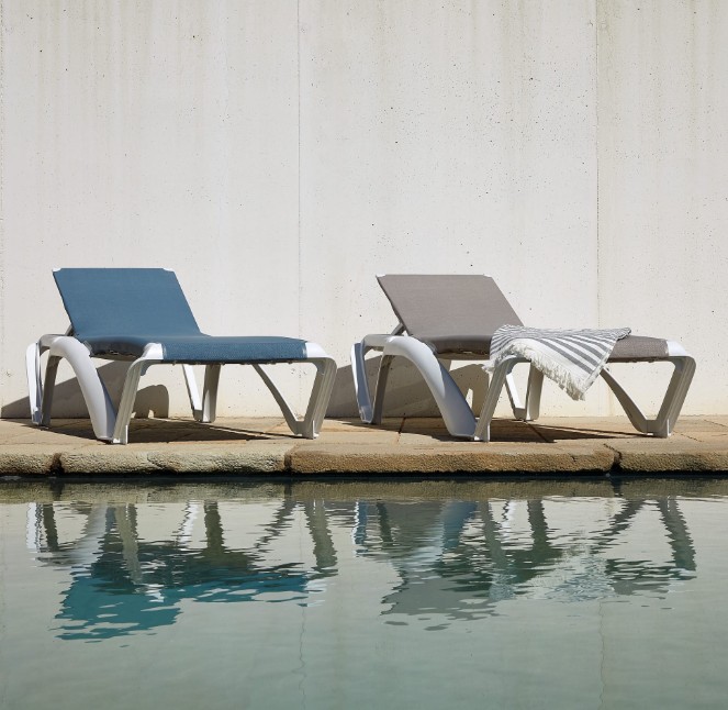 Pack 2 Tumbonas MARINA CLUB Blanco - Beige 2