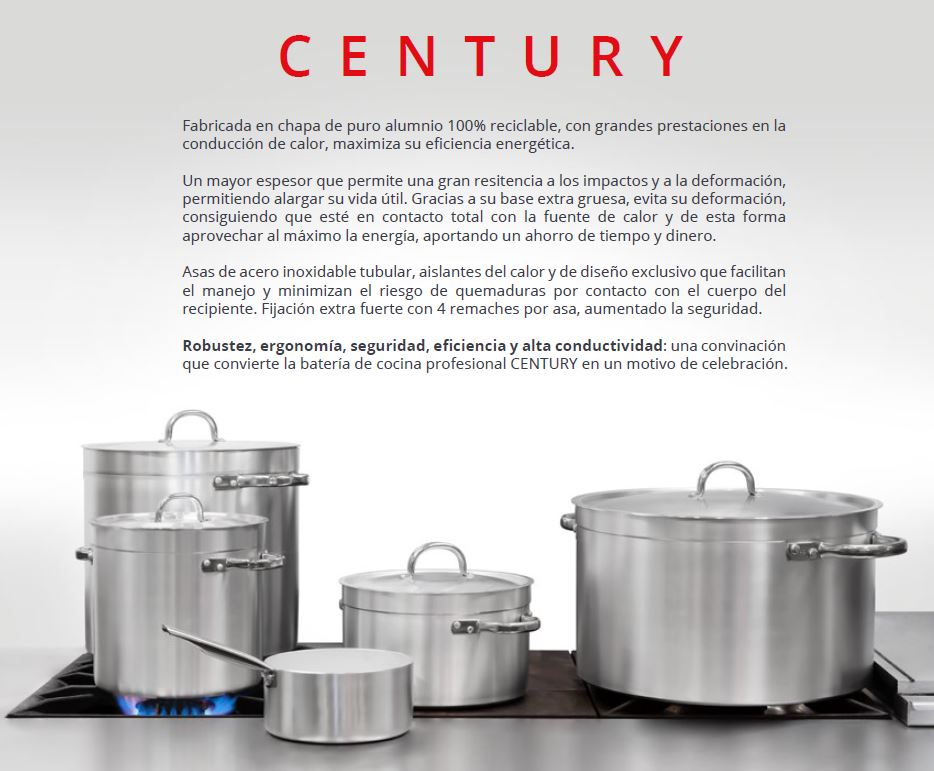 Cazuela industrial alta profesional de acero inox de 28 a 50 cm