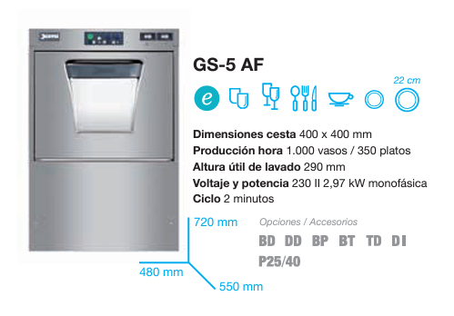Lavavajillas bajo mostrador GS-5 AF 2