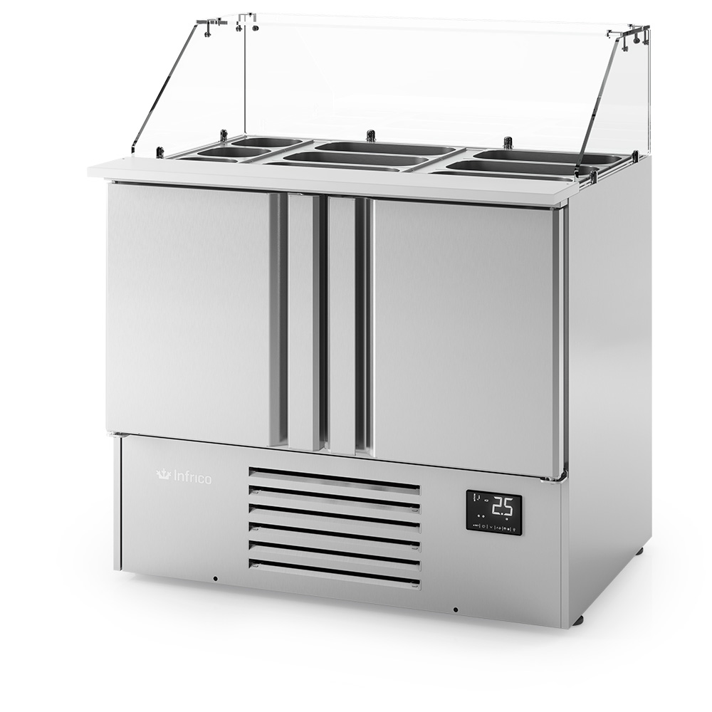 Mesa Ref Ensaladas ME1000KB expositora De Inox Y Cristal