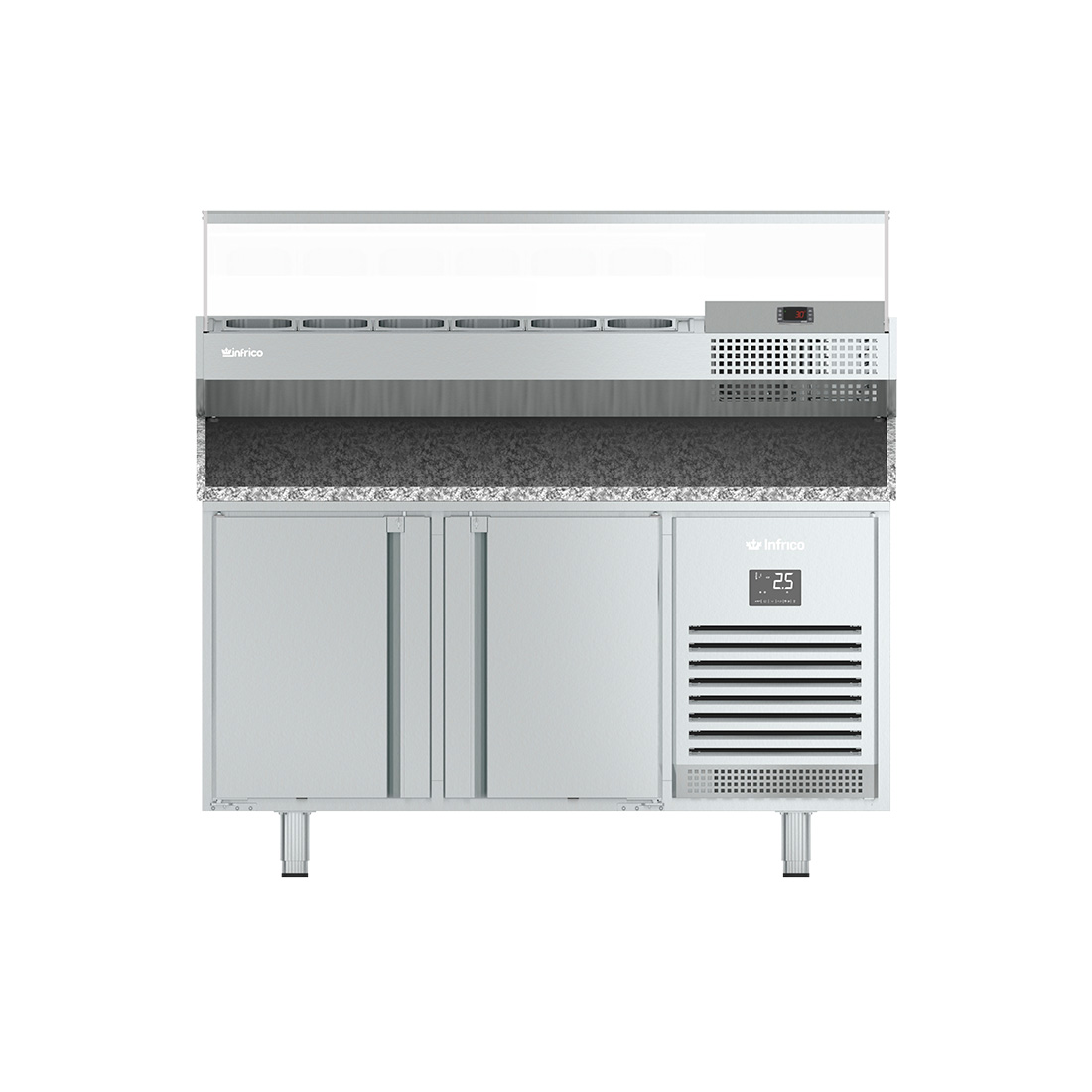 Mesa Ref Pizza MPG1490 Granito/Inox Con Expositora