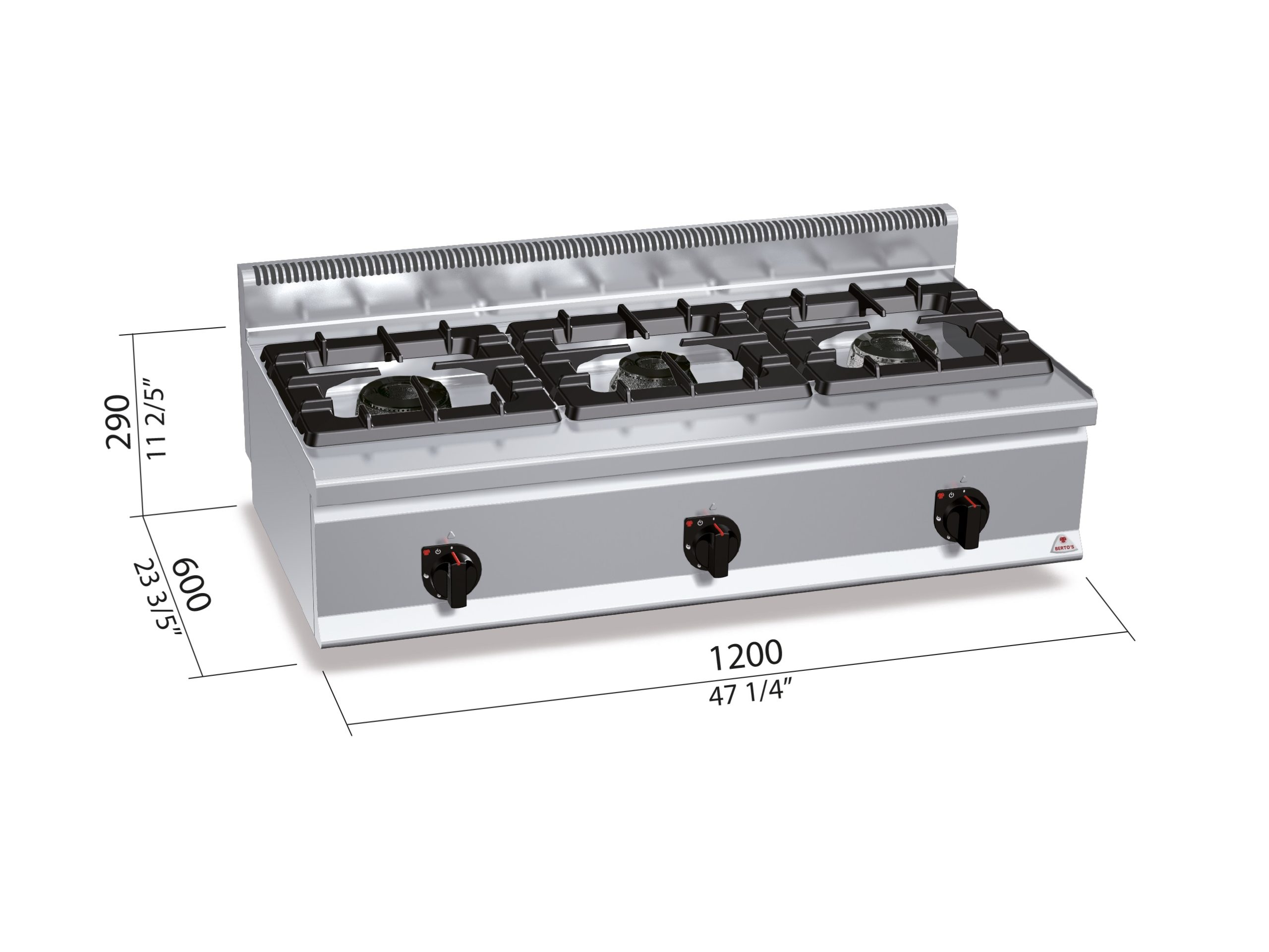 Cocina A Gas 3 Fuegos G6F3BH12 High Power Sobremesa