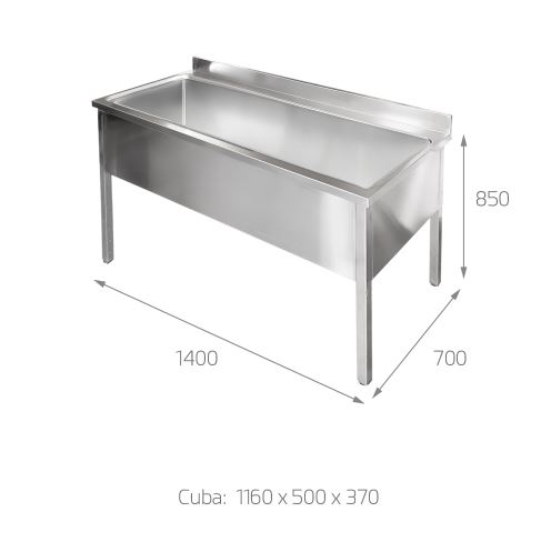 Fregadero Industrial con 1 Cuba GRAN CAPACIDAD Mod. FI5 3096 1
