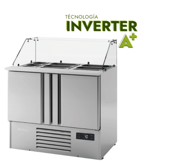 Mesa Refrigerada INOX+CRISTAL INVERTER A+ Mod ME 1000 KB
