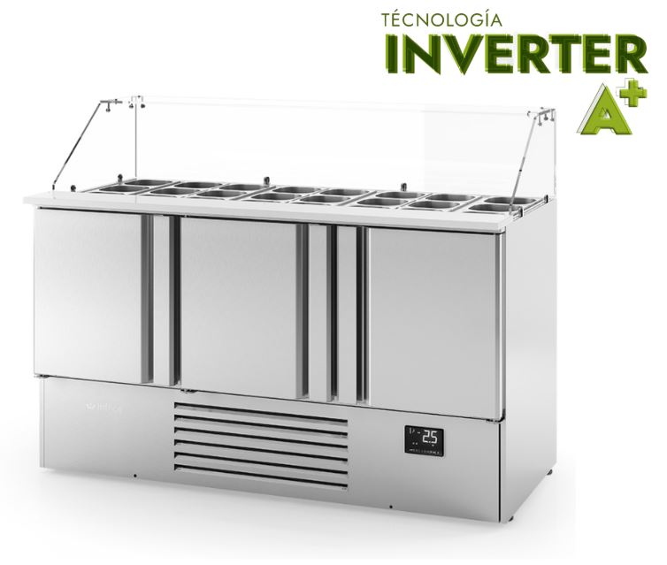 Mesa Refrigerada INOX+CRISTAL INVERTER A+ Mod ME 1003 KB
