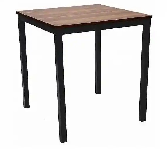 Mesa baja Troya 70x70 estructura negra color nogal