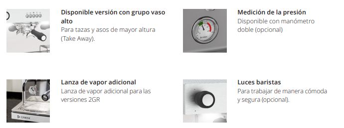 Cafetera 2 Grupos de Vasos Bajos y LEDS, Mod. EX2 MINI 2G 1