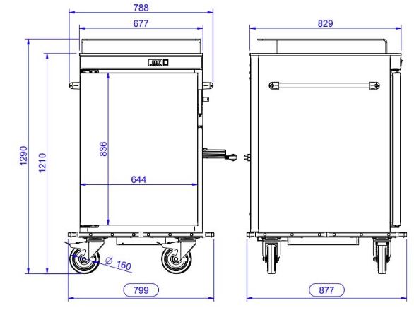 Carro Caliente para 10 bandejas GN 2/1, Mod. CCB-10 2