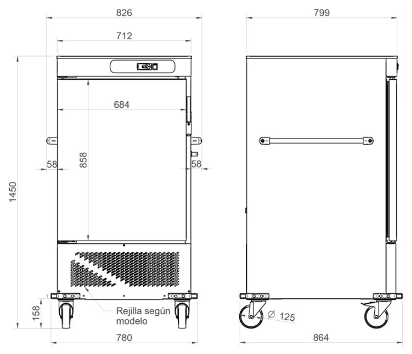 Carro refrigerado para 7 bandejas GN 2/1, Mod. CF-10 HC 1