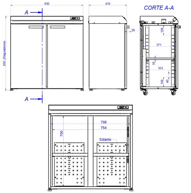 Armario Calentador de Platos de 2 Puertas, Mod. ACP-100 S1 1