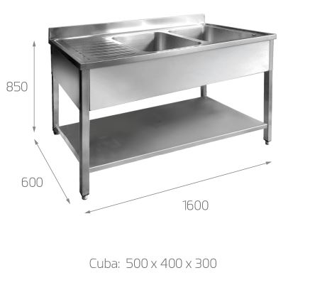 Fregadero 2 Picas y Escurridor Izquierdo, Mod. FI5 3416 1