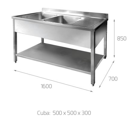 Fregadero 2 Picas y Escurridor Derecho, Mod. FI5 3447 1