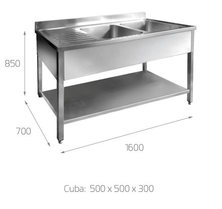 Fregadero 2 Picas y Escurridor Izquierdo, Mod. FI5 3446 1