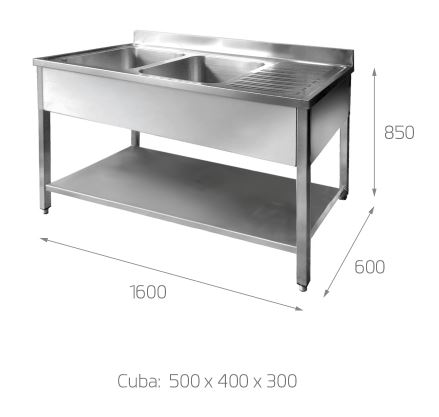 Fregadero 2 Picas y Escurridor Derecho, Mod. FI5 3417 1