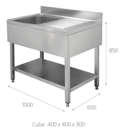 Fregadero de 1 Pica y Escurrid or Derecho, Mod. FI5 3404 1
