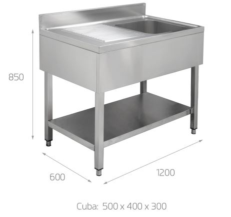 Fregadero de 1 Pica y Escurrid or Izquierdo, Mod. FI5 3405 1