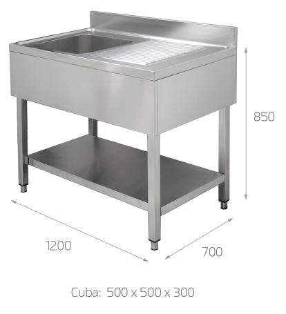 Fregadero 1 Pica y Escurridor Derecho, Mod. FI5 3436 1