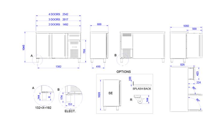 Mesa Snack Refrigerada, Mod. FMPS-250 HC NEGRO PC 1