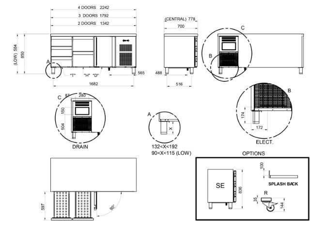 Mesa refrigerada Gastronorm GN 1/1 + Fregadero, MPGF-225 HC 1