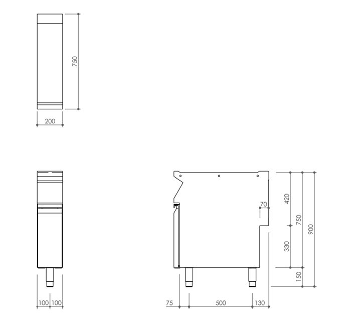 Elemento Neutro de Sobremesa M1-70, Mod. EN72PB 1