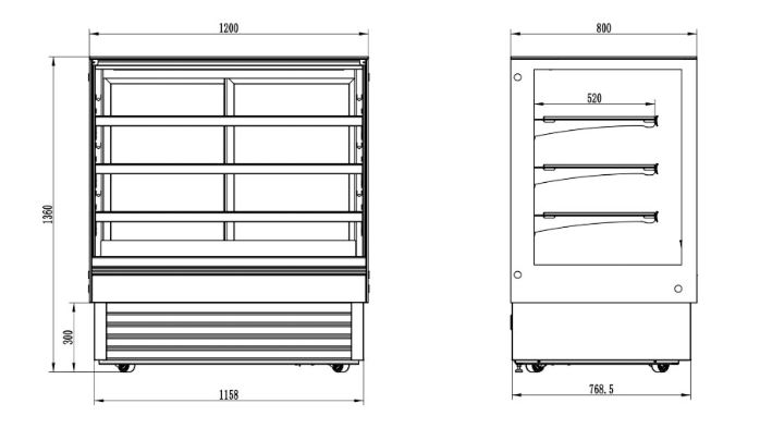 Vitrina Expositora Refrig para Pastelería VERA-1200 R S1 1