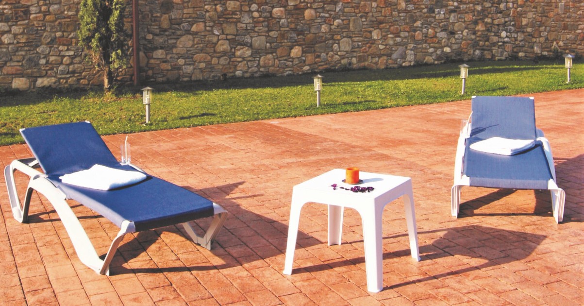 Pack 2 Tumbonas Acqua Exterior en Blanco y Arena 2