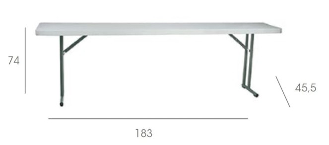 Mesa BACH Rectangular Plegable 180x45 cm en Gris 2