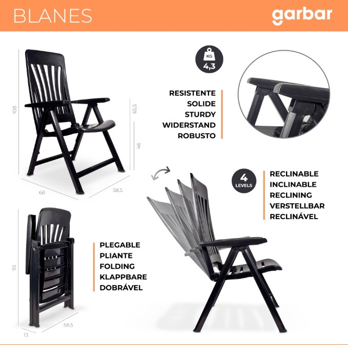 Pack 4 Silla BLANES Con Brazos Exterior 3