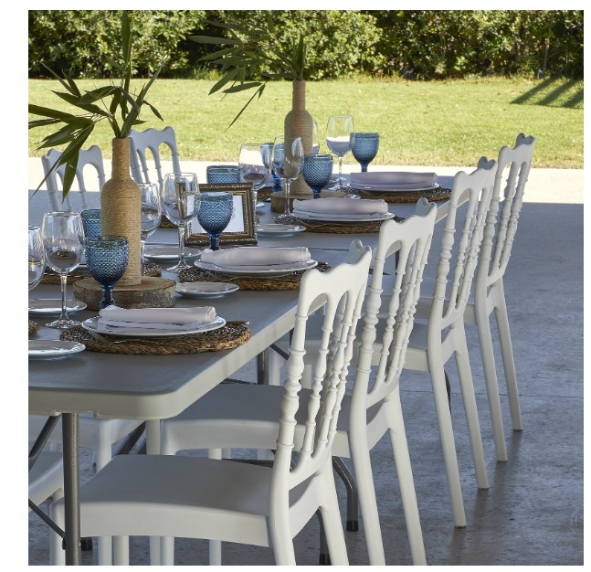 Mesa CHOPIN Rectangular Plegable 180x75 en Gris 2