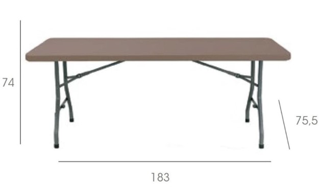 Mesa CHOPIN Rectangular Plegable 180x75 en Gris 1