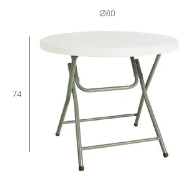 Mesa HAMLET Redonda Plegable 80Ø Baja en GRIS 1