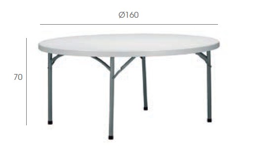 Mesa KRAUSS Redonda Plegable 160Ø en Gris 3