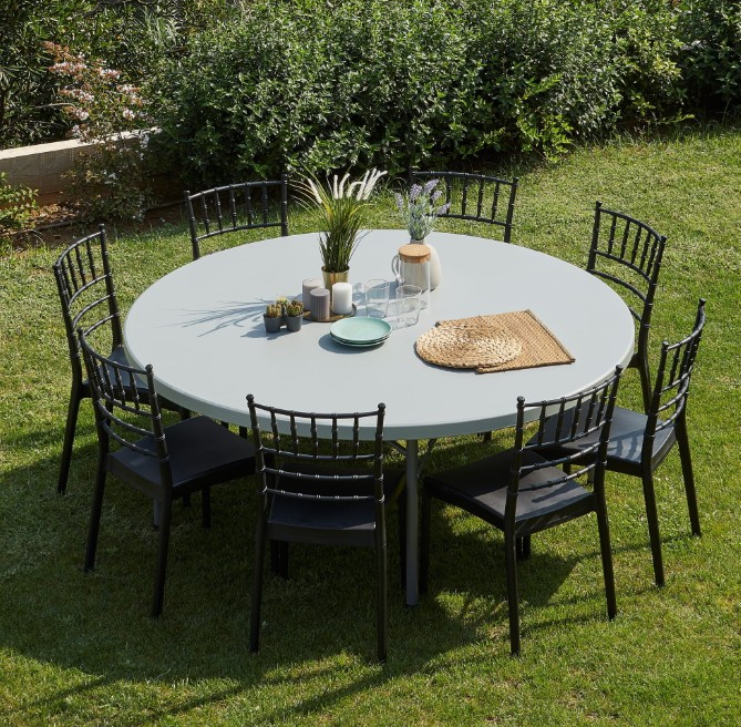 Mesa MOZART Redonda Plegable 200Ø en Gris 2