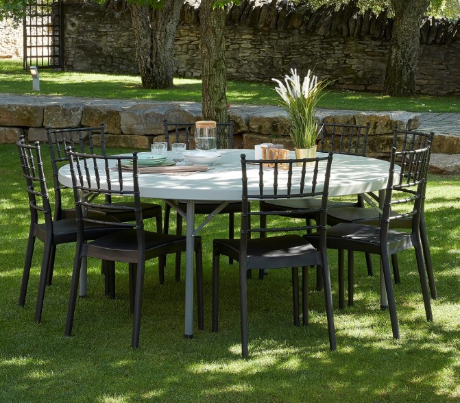 Mesa MOZART Redonda Plegable 200Ø en Gris 3