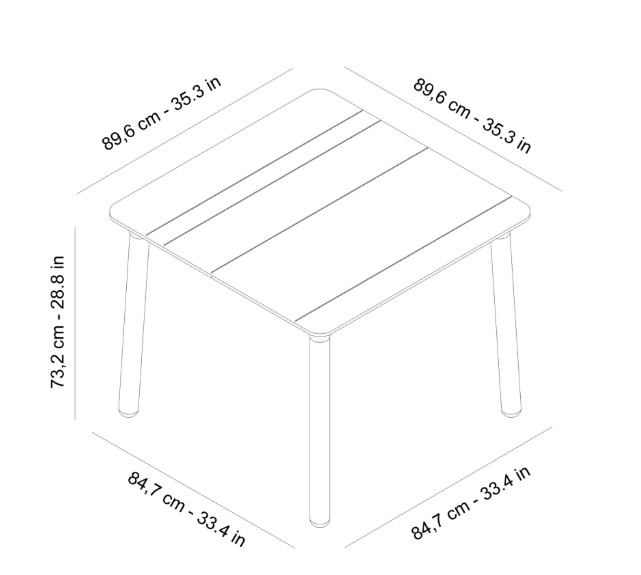 Mesa NOA Cuadrada 90x90 Pie Arena-Tablero Arena 1