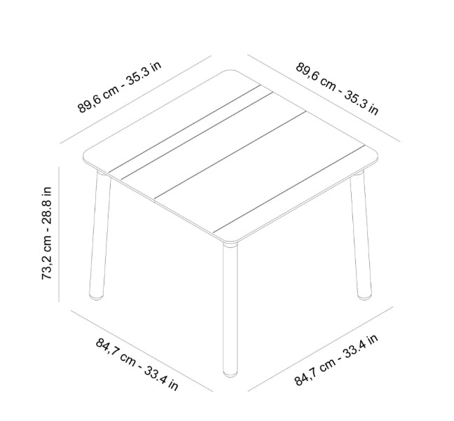 Mesa NOA Cuadrada 90x90 Pie Blanco - Tablero Blanco 1