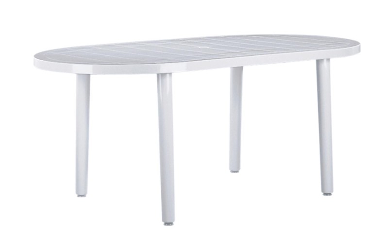 Mesa OLOT Oval Exterior 180x90 en Blanco