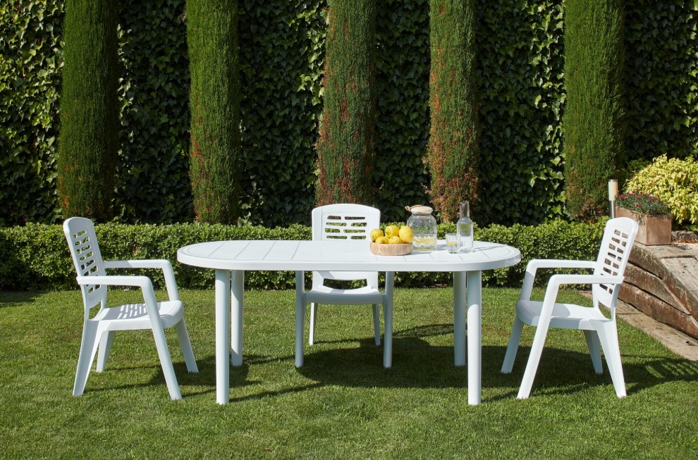 Mesa OLOT Oval Exterior 180x90 en Blanco 3