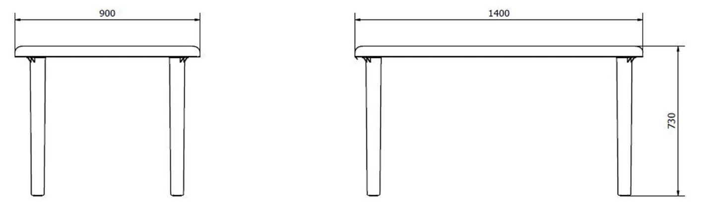 Mesa OLOT Rectangular Exterior 140x90 en Blanco 1