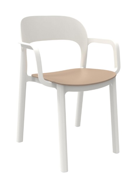 Pack 18 Sillas ONA Con Brazos Blanco - Arena