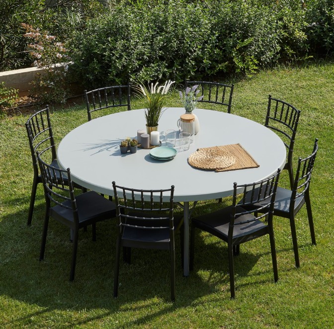 Mesa Redonda Plegable VERDI Ø150 cm en Gris 2