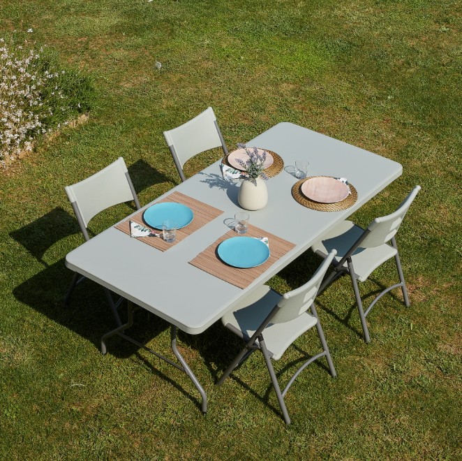 Mesa Rectangular Plegable VIVALDI 200x90 cm en Gris 2