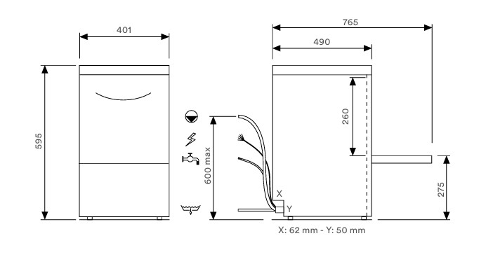 Lavavasos FAST 30DE 35x35 cm con Dosificador y Bomba 2