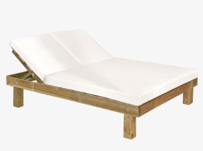 Tumbona Doble Reclinable de Madera Mod CMRPR135