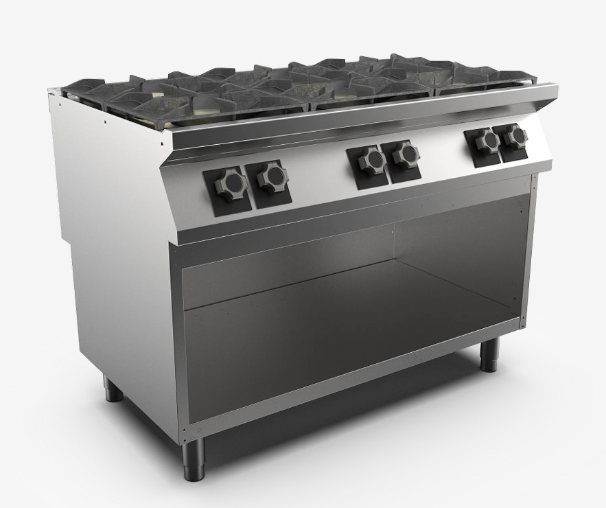 Cocina a Gas 6 Fuegos Montada Sobre Mueble Abierto PC712GG