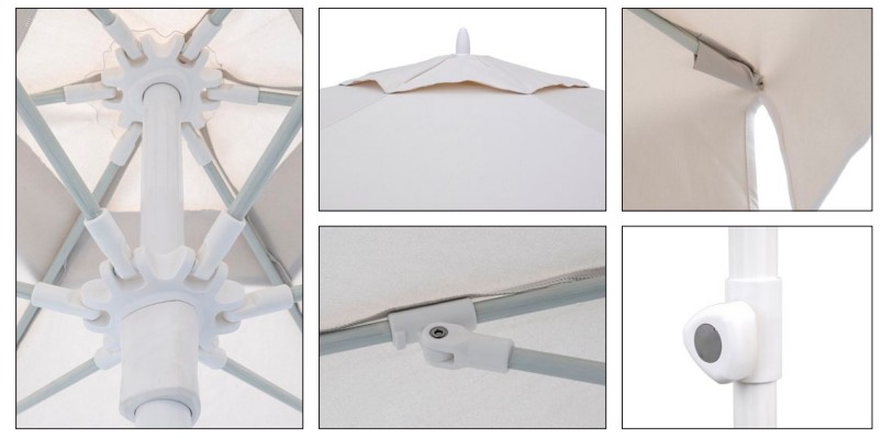 Parasol Exterior Santorini 2m Ø en Blanco 1