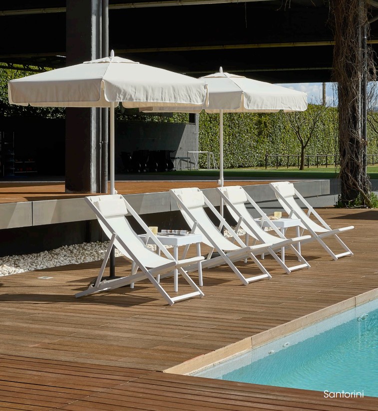 Parasol Exterior Santorini 2m Ø en Blanco 2