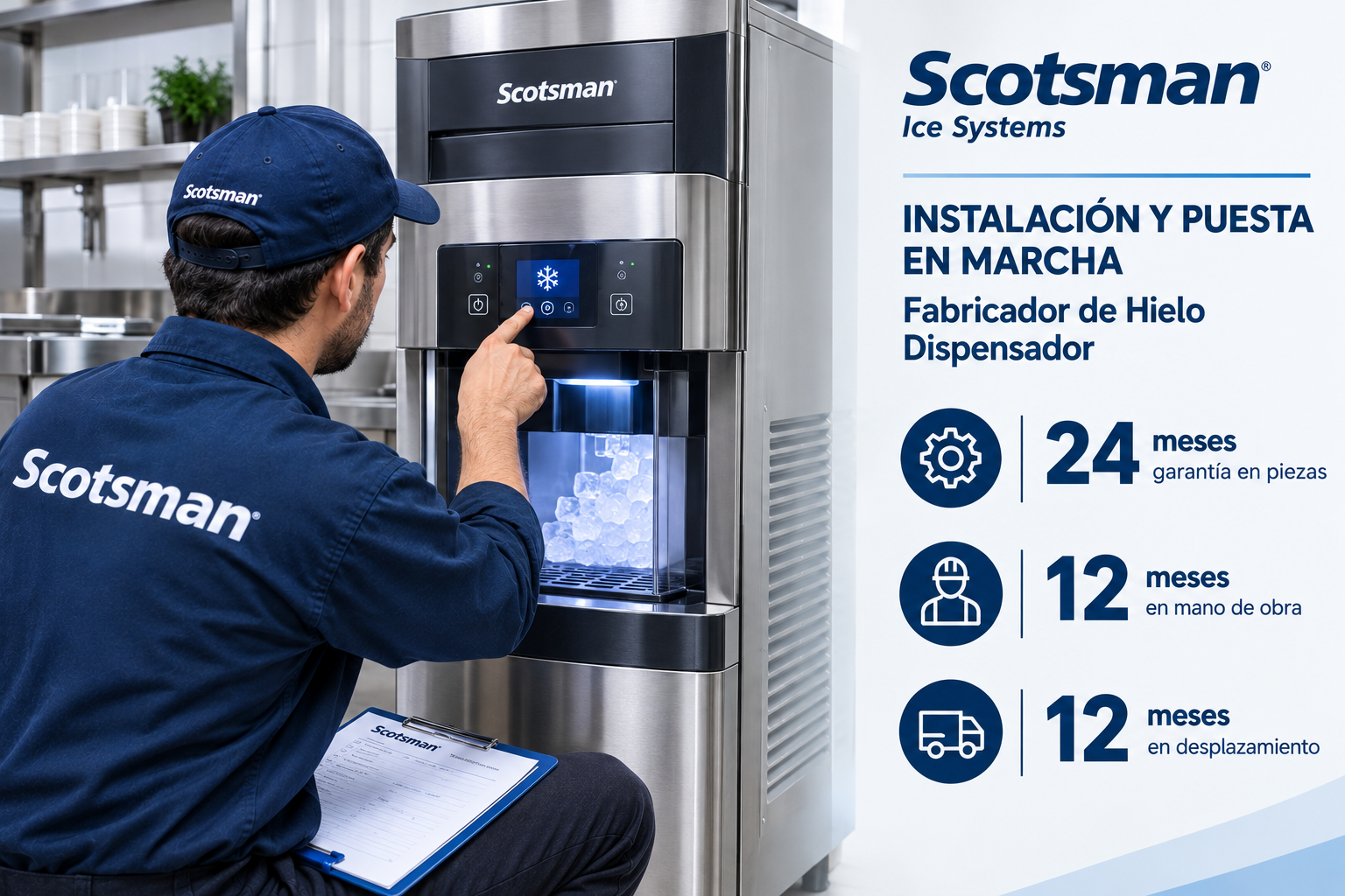 Puesta en Marcha Fabricador Hielo Dispensador Scostman