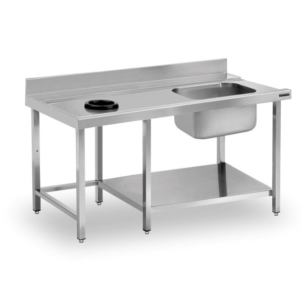 Mesa Prelavado con Cubeta Aro y Estante 1600x750 mm FPAEC16D